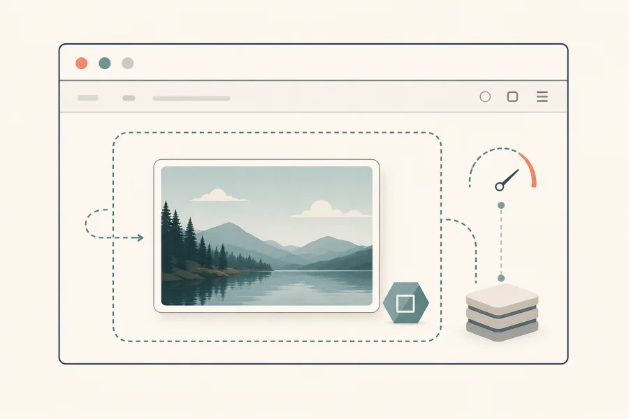 Illustration of a photo staying within the browser while conversion limits are reviewed.