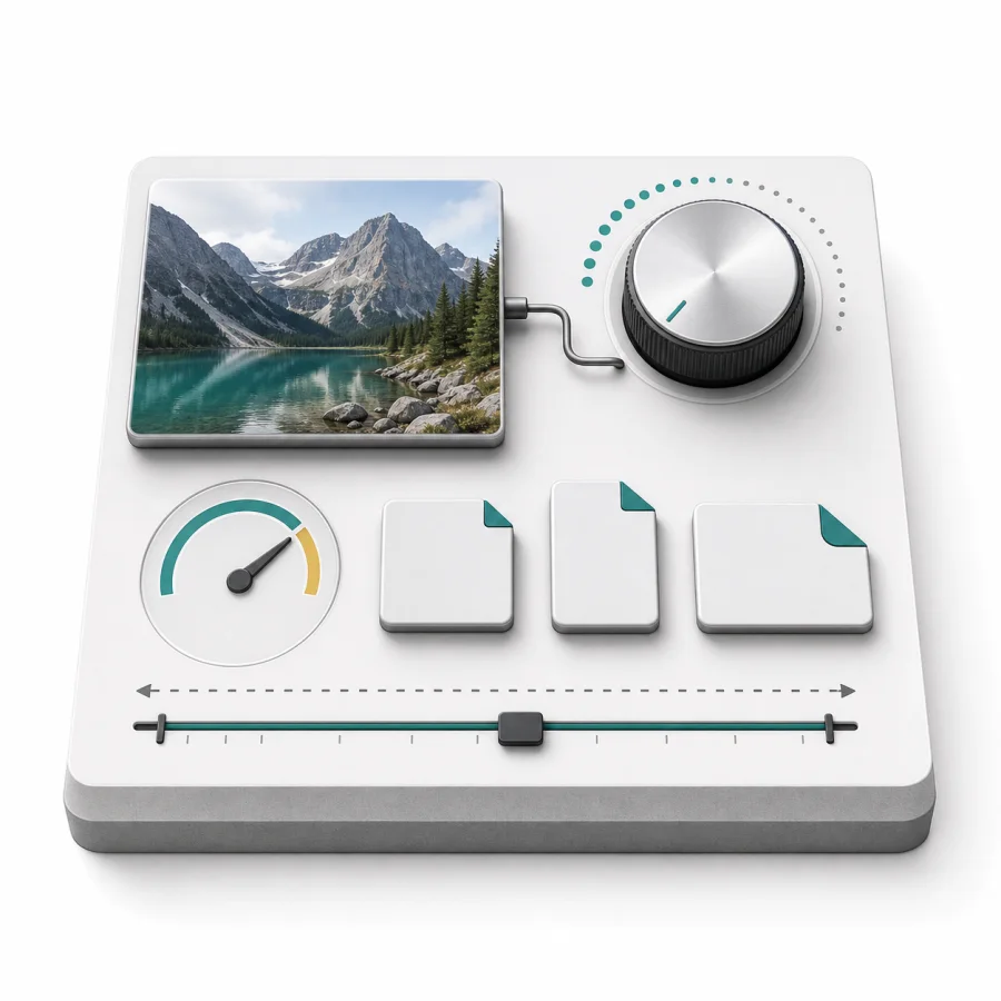 Image compression controls for quality, target size, output format, and maximum width