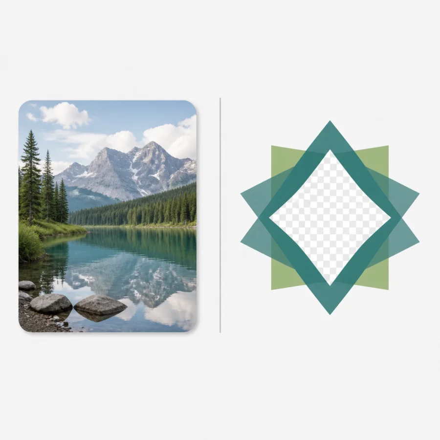 Photo and crisp transparent graphic illustrating when JPG or PNG is the better choice