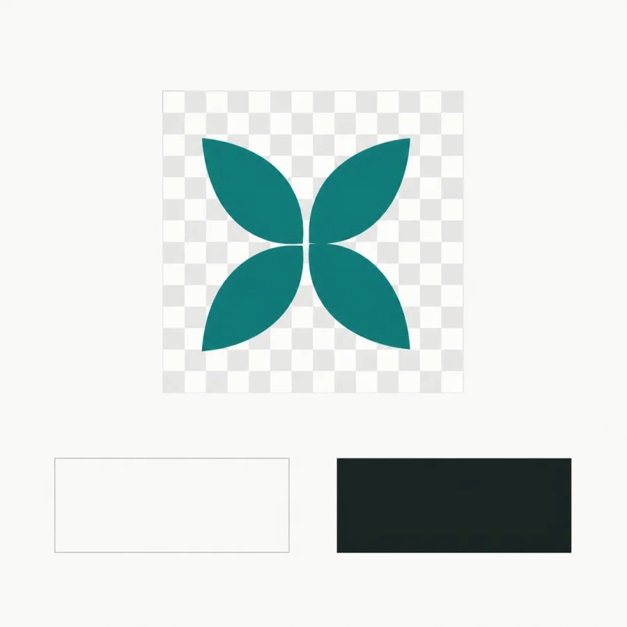 Abstract square icon on a transparent checkerboard with light and dark placement surfaces.